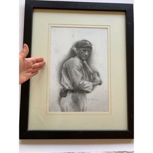 Vintage Baseball Picture Framed Matted Shoeless Joe Jackson Cleveland 18 x 22